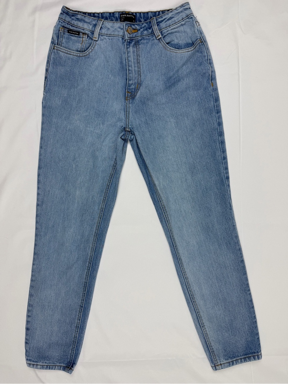 Frank And Oak Stevie Jeans 28 High Rise Tapered Mom Jeans Light Wash Denim